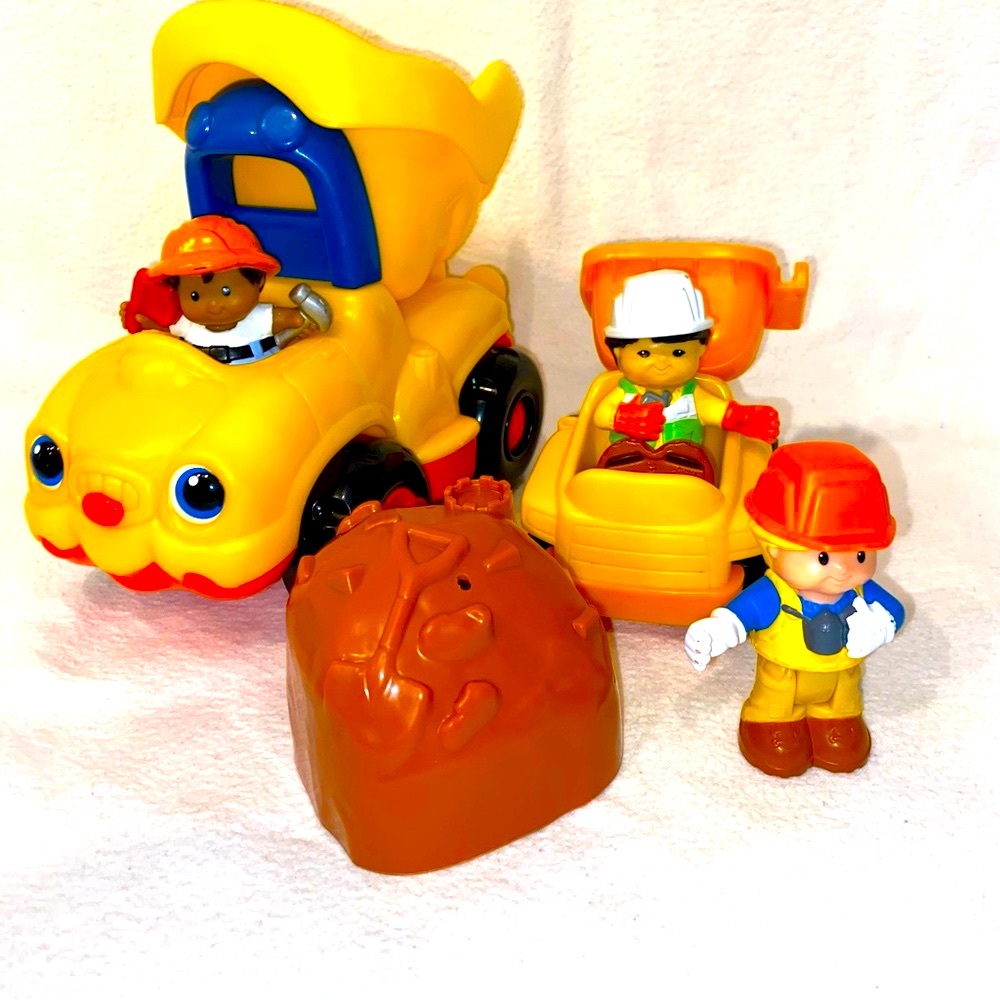 Little People construction trucks, people, rock set  fisher price